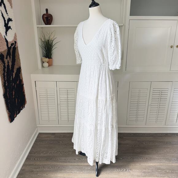 Gretchen Scott White Eyelet Weathered Mary Midi Maxi Dress Size M - Picture 3 of 8